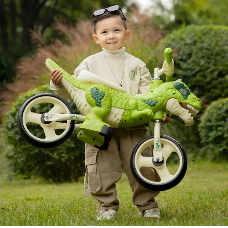 Balance Bike Dinosaur Scooter 2-3-6 Year Old Pedal Free Two Wheeled Bicycle Toy Car Yo Car 8 Inches Two Wheeled Vehicle