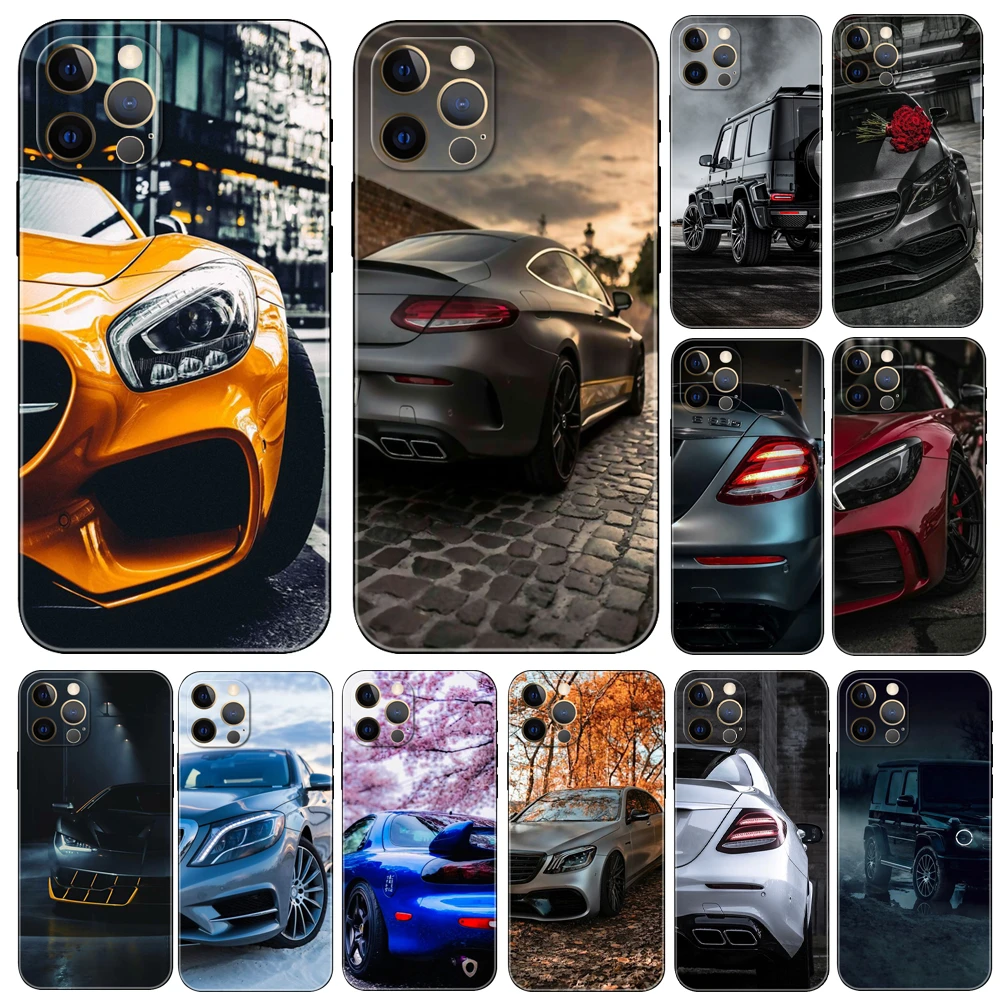 Luxury M-Mercedes AMG Car phone case for iphone 5 5s se 6 6s 7 8 plus x 10 XR XS 11 12 13 mini pro MAX black tpu back cover case for iphone 13 pro max