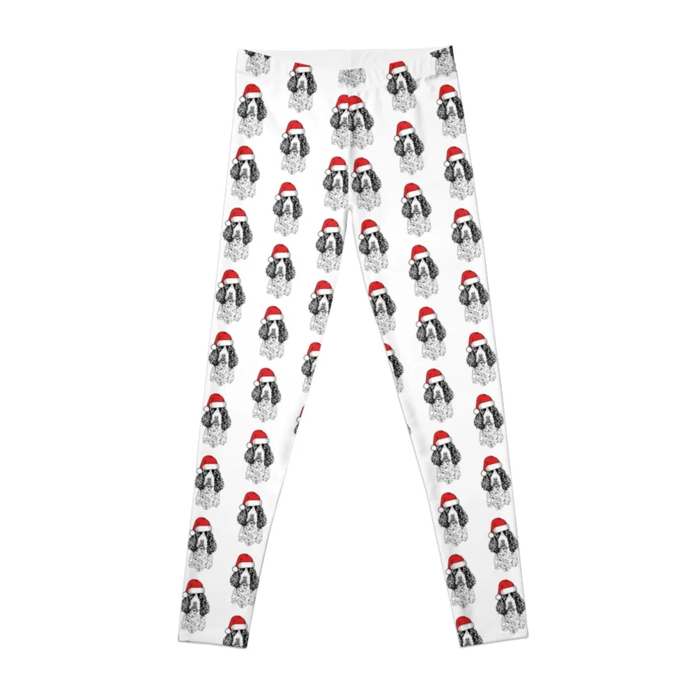 

Christmas English Springer Spaniel Santa Dog Holiday Leggings Women's tights gym wear Womens Leggings