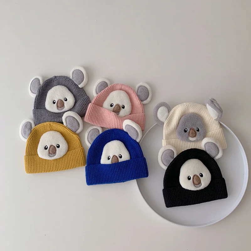 Lns Korean Version Of Autumn And Winter Hat Knitting Cute Children Cartoon Bear Wool Hat Winter Boys And Girls Baby Warm Hat
