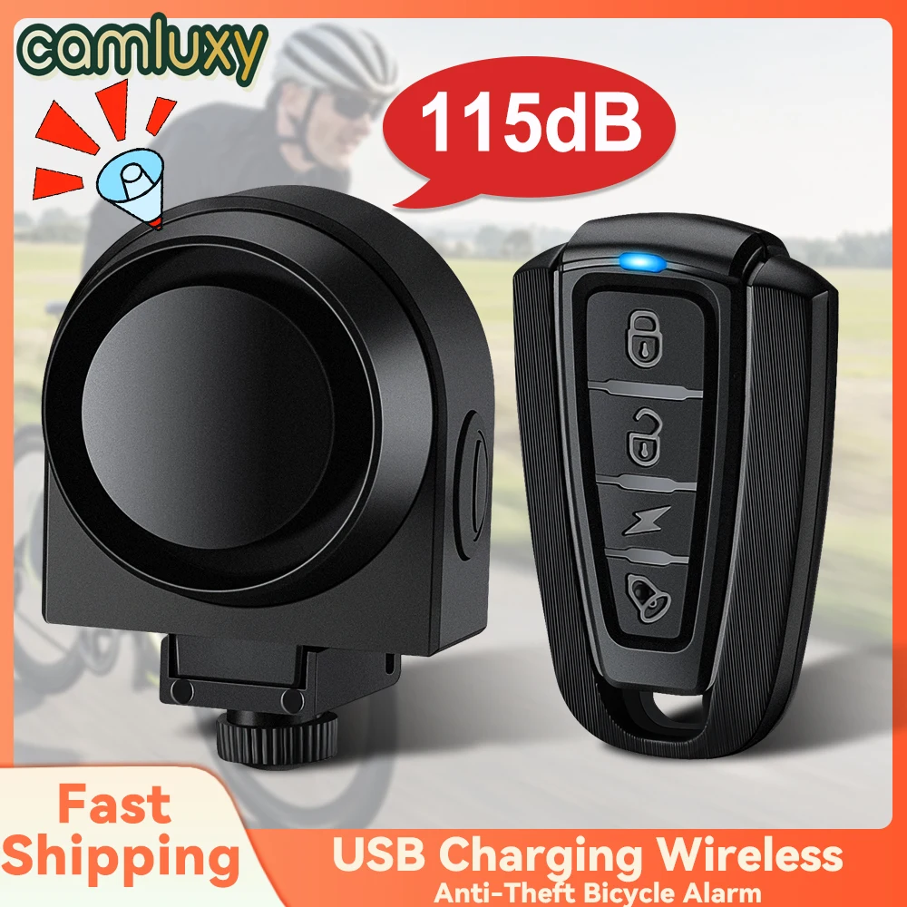 Motorcycle Alarm Bicycle Alarm Security System Security Alarm Wireless Alarm Smart Siren Alarm Camluxy Wireless Bike Vibration Alarm Waterproof USB Charging Remote Control Motorcycle Electric Bicycle Security Burglar Alarm