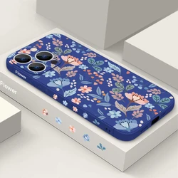 Elegant Floral Lanyard Phone Case - Soft Silicone TPU Cover - iPhone 13 (A435 Blue)