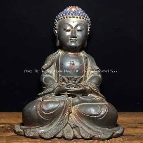 

11'' old bronze Tibetan Buddhism temple Sakyamuni tathagata buddha statue