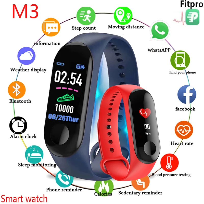 

M3 Fitness Tracker Sports Smart Watch Bracelet Heart Rate Blood Pressure Monitor Health Wristband Bluetooth Smart Band pk M4 M5