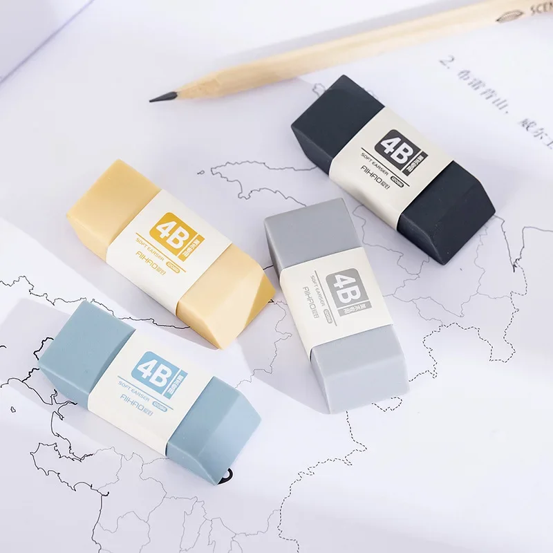 Morandi Color 4B Eraser Portable Rubber for Kids Student Gift Stationery Prizes Office School Exam Correction Art Supplies 4Pcs pencil eraser