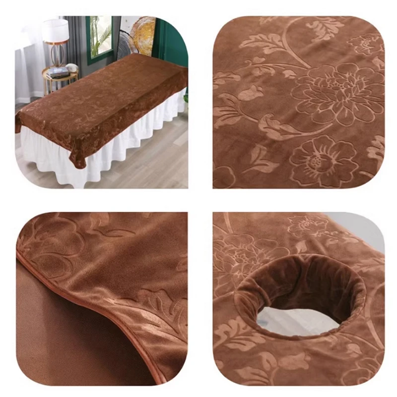 Soft Flannel Velvet Beauty Bedspread Beauty Bed Sheet SPA Massage Treatment Bed Table Cover Salon Sheet With / Without Hole
