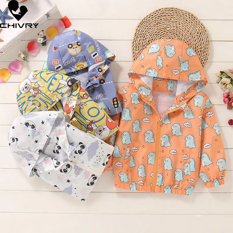 

New 2023 Spring Autumn Kids Coat Jacket Boys Girls Fashion Cartoon Panda Hooded Zipper Jackets Windbreaker Outerwear Clothing
