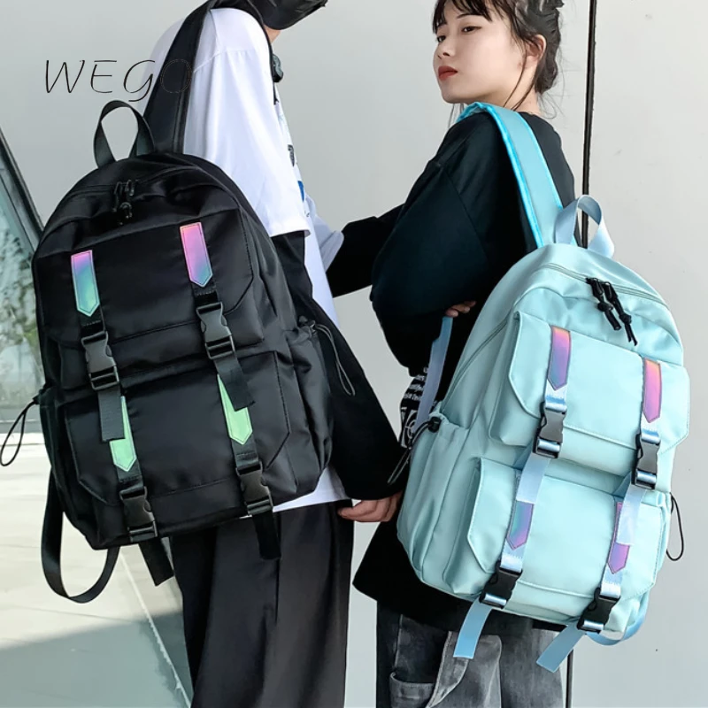 

Нейлоновый женский рюкзак в стиле Харадзюку, студенческий школьный ранец с защитой от брызг, рюкзак для инструментов с светоотражающими полосками для женщин