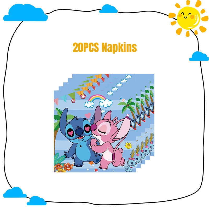 thumbnail image 1 of Decoraciones para fiesta de cumpleaños de Disney Stitch, vajilla con temática azul y rosa, vasos de papel, platos y manteles de Lilo y Stitch para niños, 1 of 5