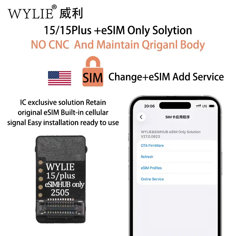 Cavo flessibile Wylie per iPhone 15, 15 Plus, iPhone 16, 16 Plus con eSIM, solo soluzione, senza CNC, senza SIM fisica richiesta - Image 2