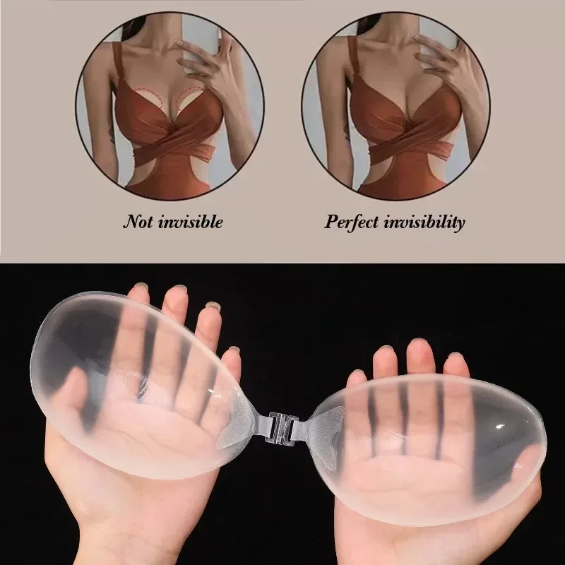 New Transparent Self-Adhesive Silicone Chest Stickers Invisible Push Up Sexy Strapless Bras for Women Sticky Wedding Bikini Bra