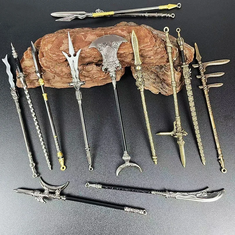 Ancient Cold Weapon Model Three Kingdoms Long Spear Sword Eighteen Metal Pendant Weapons Small Mini Pendant Toys