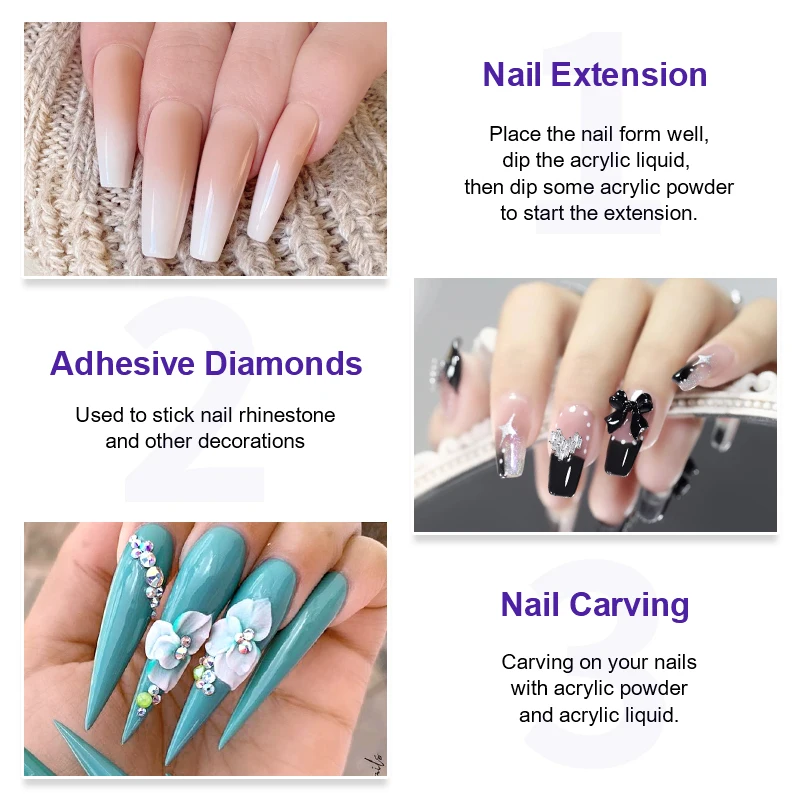 LIMEGIRL 75ml Nail Acrylic Liquid Mono Brush Set Nail Art Decoration Manicure Kit Nails 3D Nail Tips DIY Sculpting Tool 5