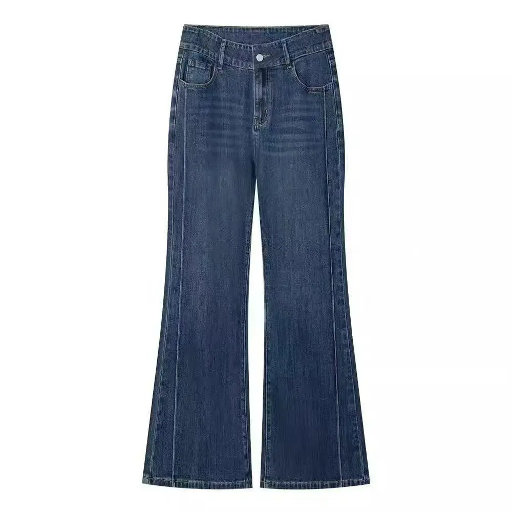 بنطلون جينز أسود فضفاض بتصميم Y2K، مغسول بأسلوب عتيق، كاجوال وبسيط، بخصر مرتفع، بلون موحد، بنمط الشارع والريترو.