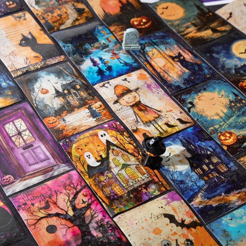 6롤 세트 - 8cm×200cm, 200cm 루프 길이, 다크 매직 테마 대형 배경 테이프 세트, 켈틱 타운 시리즈, 다양한 장면에 적합, 스크랩북 스티커, 앨범 다이어리 장식, 휴대폰 케이스, 물병 스티커,