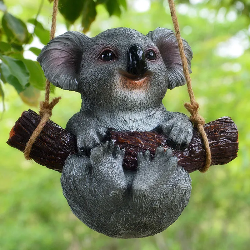

Resin Ornaments Lifelike Swing Koala Model Stati Craft Gardening Landscape Home Yard Garden Tree Pandent Decoration Gift P7011