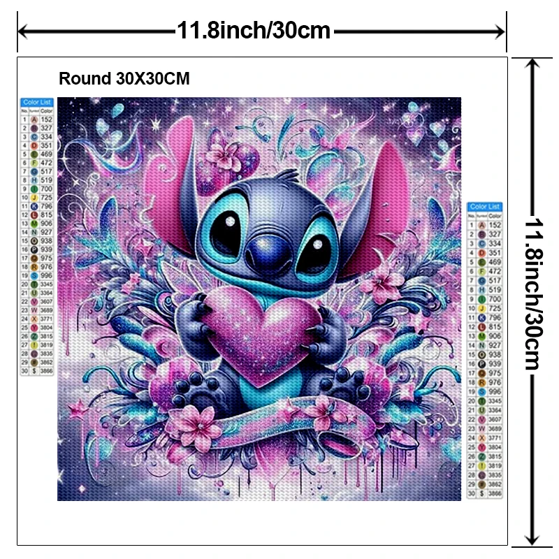 Disney Stitch Diamond Painting Kit Love Flower Sticker Diamond Embroidery Handmade DIY Mosaic Home Decoration Children's Gift