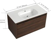 36" Floating Bathroom Vanity with Sink, 36 Inch Single Sink Wall Mounted Bathroom Vanity, with 1 Door and 1 Drawer, Basin Sink 2