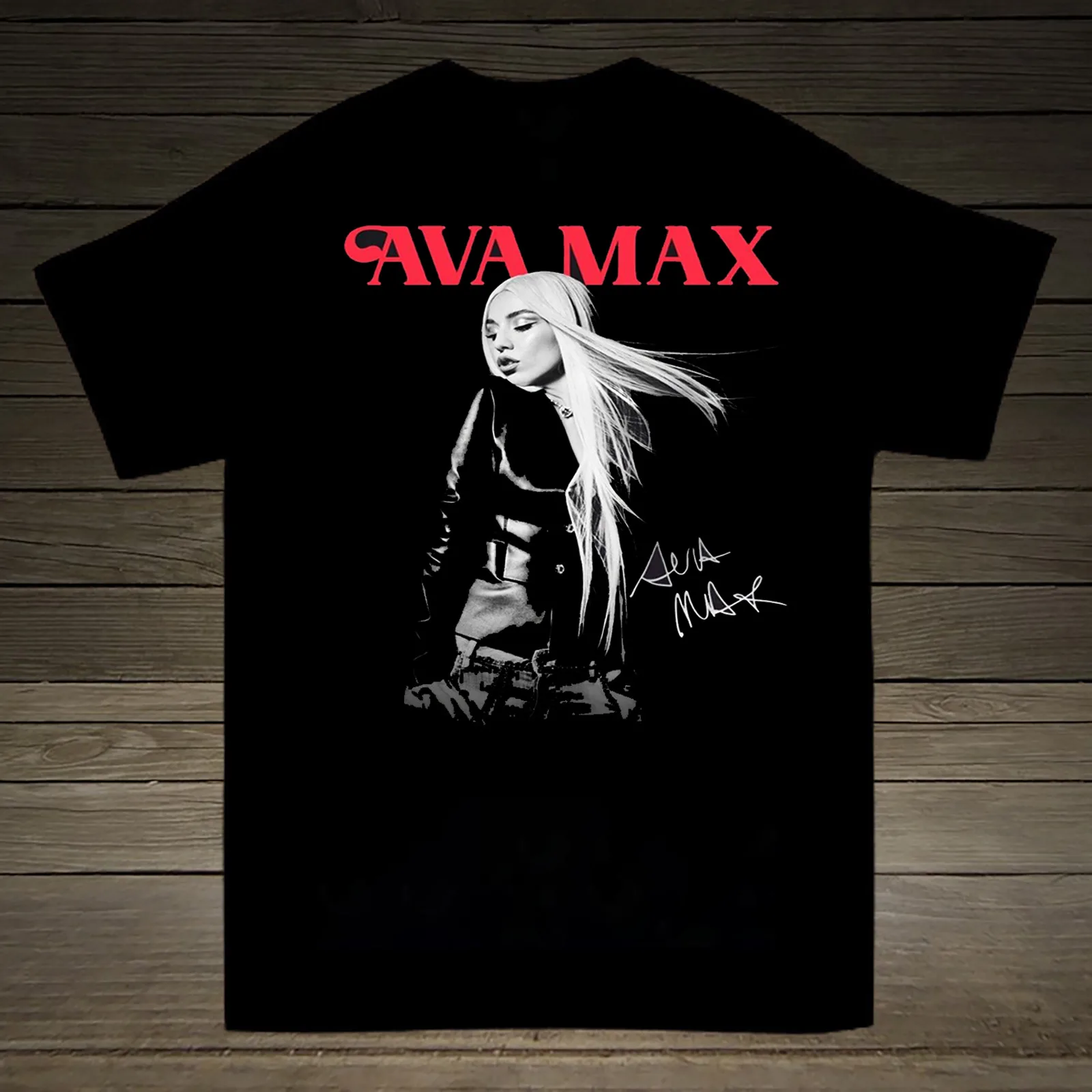 Фото Новая популярная рубашка-альбом Ava Max с коротким рукавом, черного цвета, все размеры от S до 5XL LL691 №1
