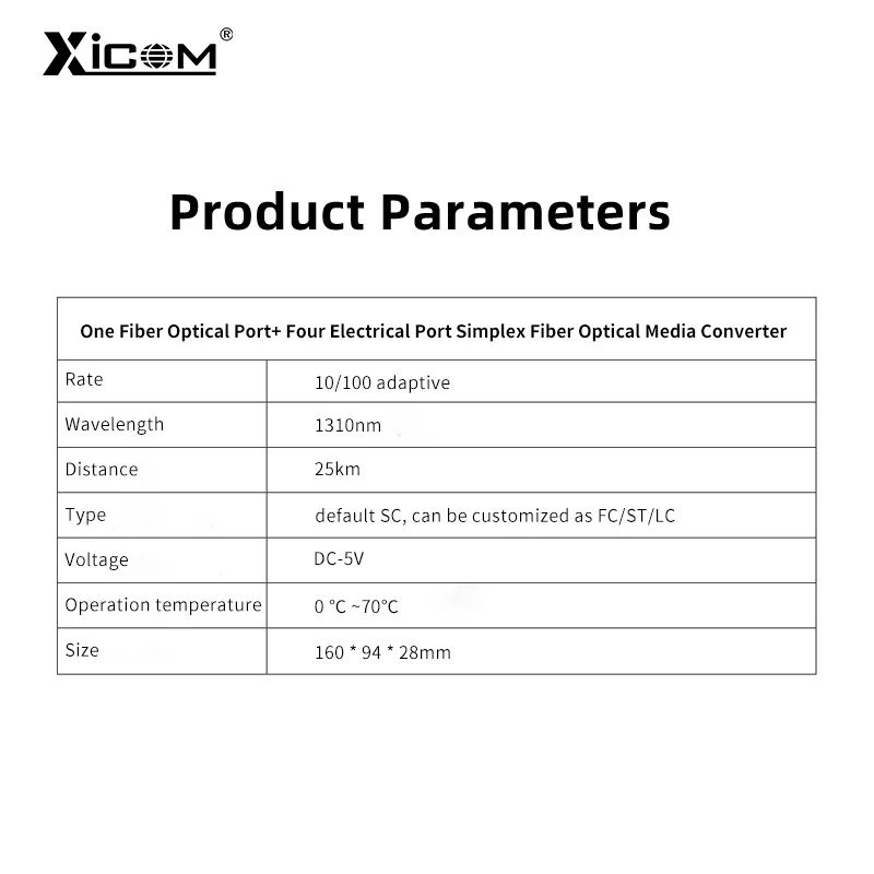 10/100M 25KM Optic Media Converter 1 Fiber Port 8 Rj45 Port Optical Transceiver External Singlemode Fiber Switch 1310/1550nm