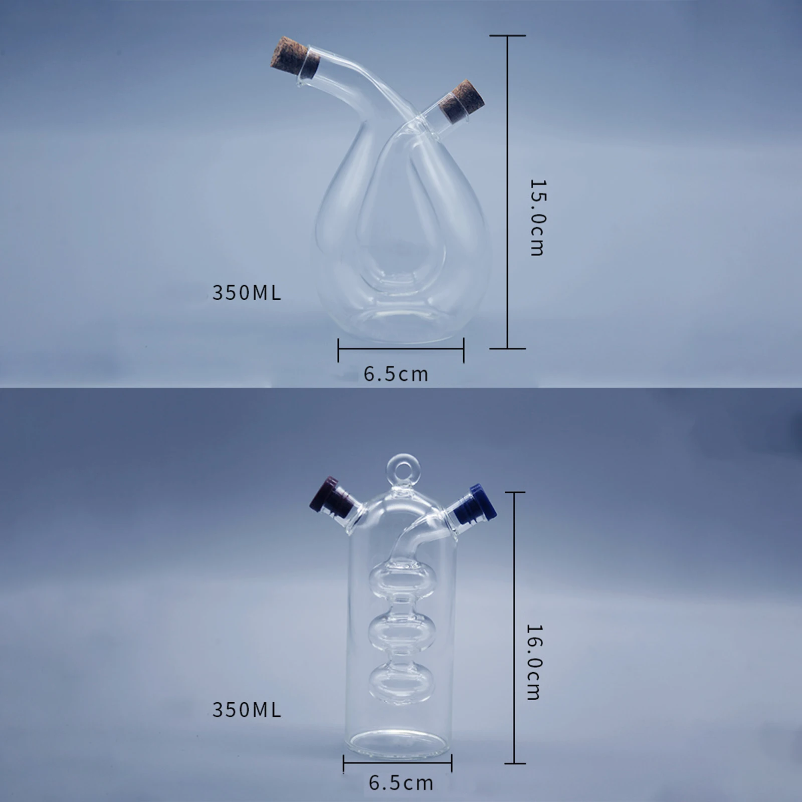 2 in 1 Oil and Vinegar Bottle Condiment Storage for Party Buffet Supplies Glass Bottle Condiment Seasoning Kitchen Storage