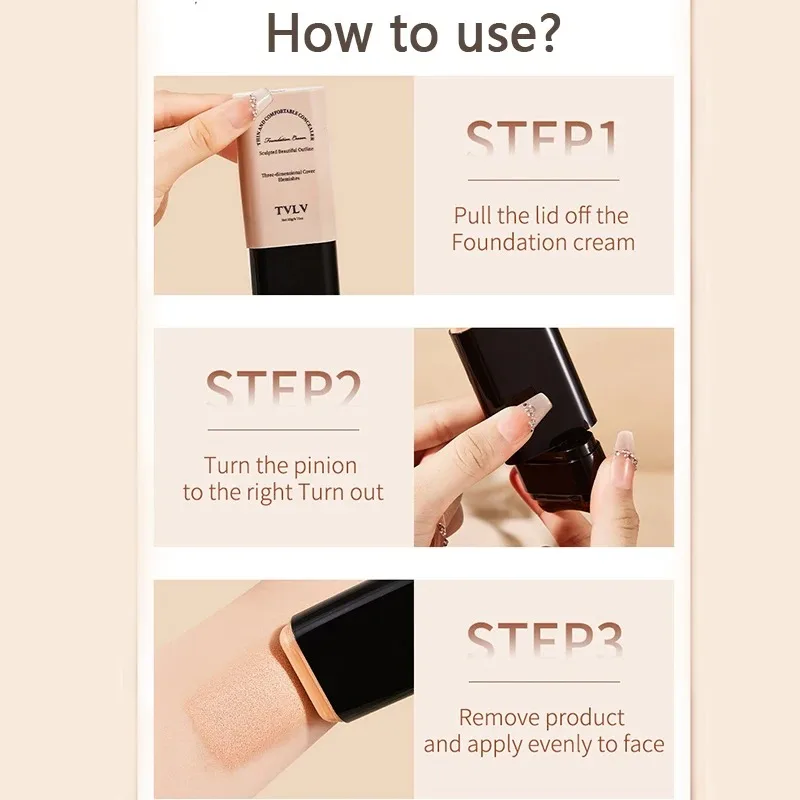 TVLV eraser foundation make-up stick 20g with brush to brighten skin liquid foundation non-marking long-lasting makeup concealer