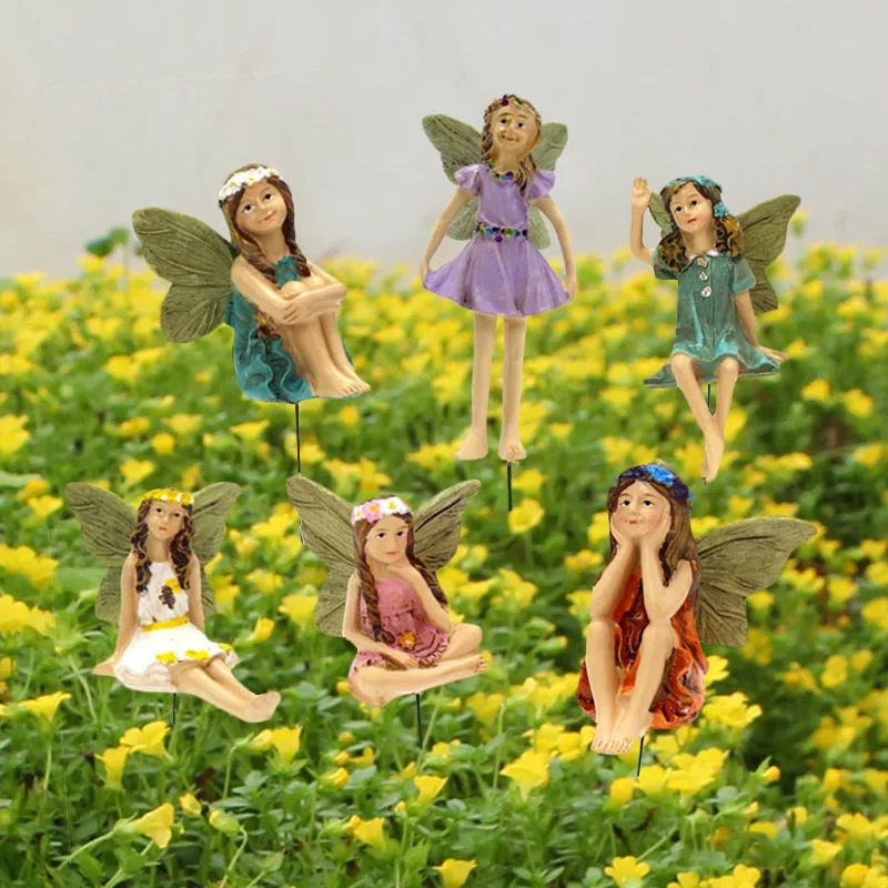 

New resin flower fairy flower decoration creative outdoor garden girl statue micro landscape decoration decoration
