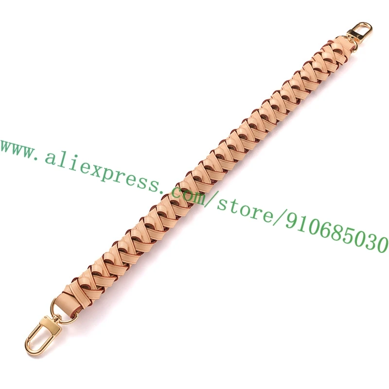 Top Quality Real Vachetta Braided Handle Strap For Designer Women Handbag Lady Bucket Bag Purse Tote Oxidized Patina 3 Sizes