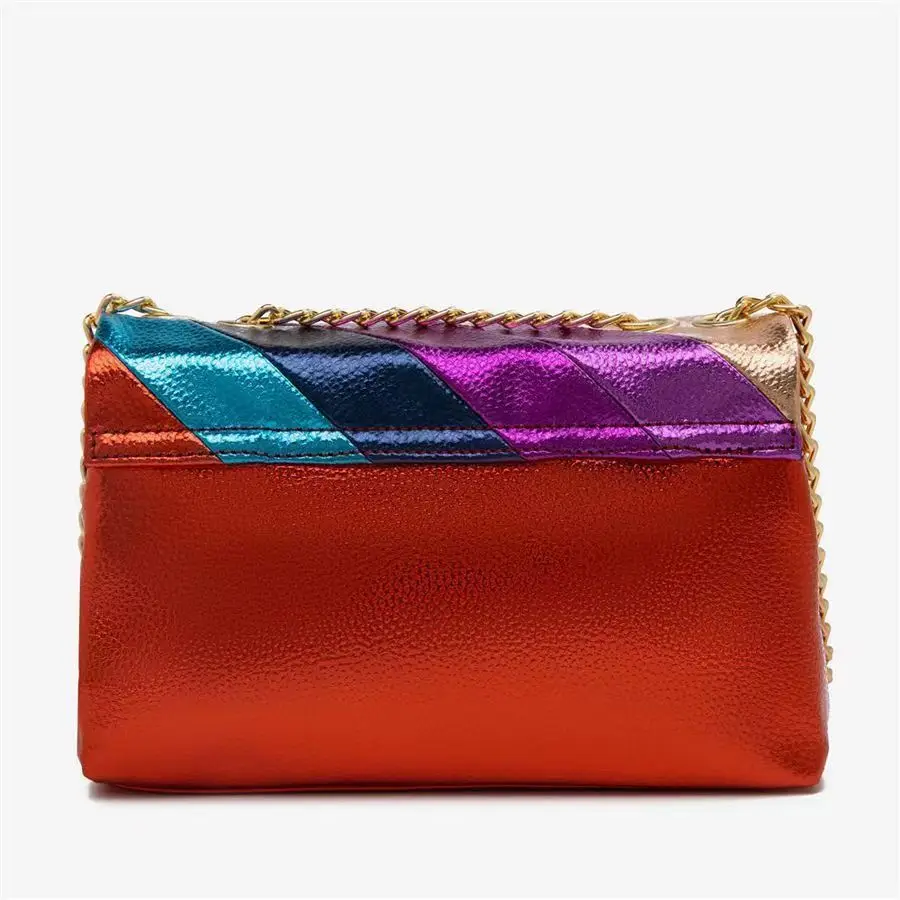 Spring 2024 Luxury New Kurt Geiger Gold Chain Rainbow Women's Shoulder Bag Fashion Crossbody Bag Stitching Clutch Wallet