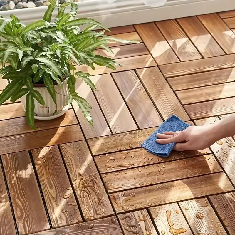 Solid Wood Flooring Balcony Bathroom Courtyard DIY Garden Terrace Outdoor Splicing Flooring Waterproof And Anti Slip Floor Mat solid wood flooring