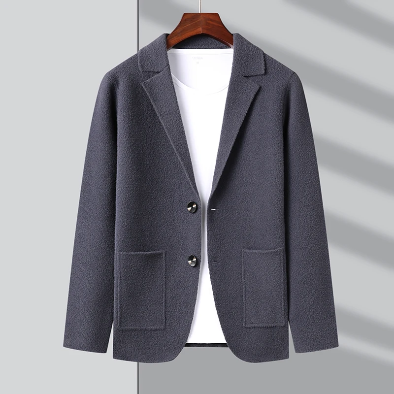 

Top Grade New Autum Winter Brand Fashion Slim Fit Knit Blazer Mens Top Cardigan Sweater Casual Coats Jacket Mens Clothes 2023