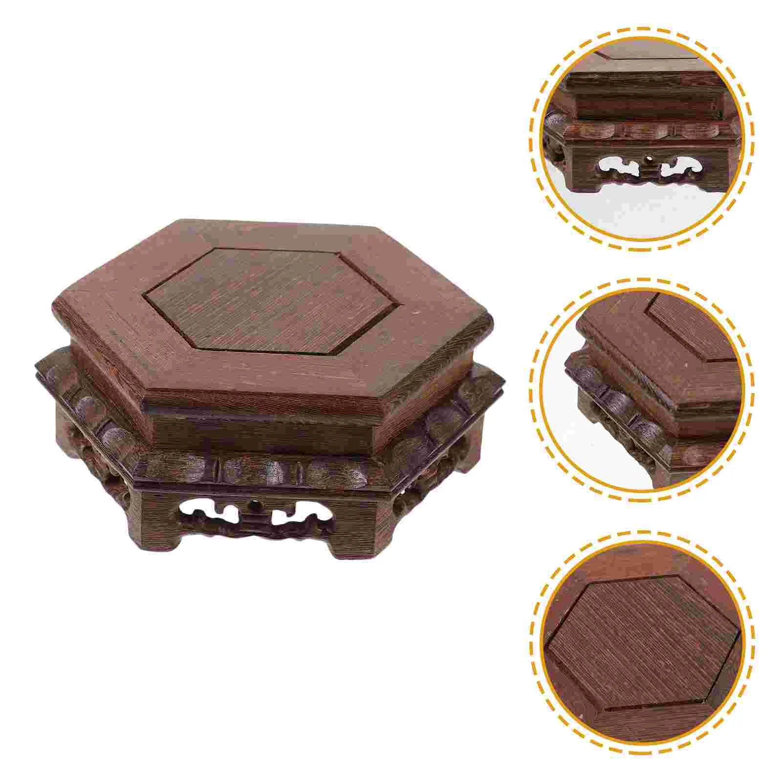 

Hexagonal Wood Plant Pot Stand Wood Planter Base Flower Pot Holder Stand Crafts Display Base Riser