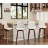 Set of 4 Swivel Bar Stools Mid Century Modern Bentwood Counter Height Chairs PU Leather Ergonomic Design Kitchen Cafe Home 2