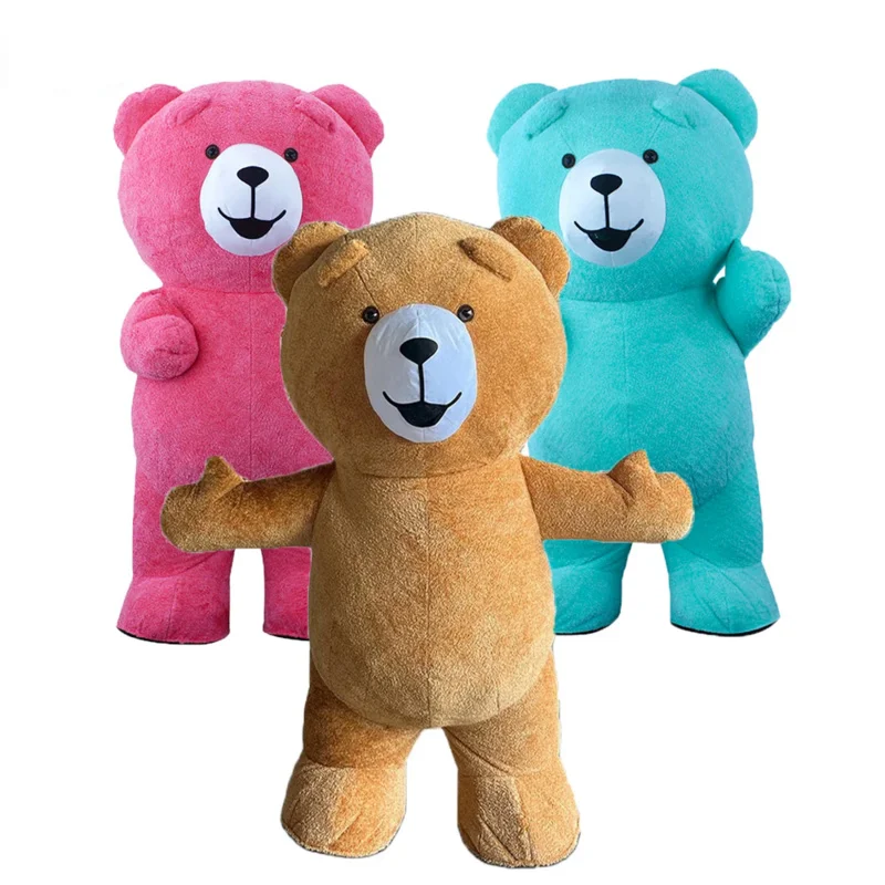 

Inflatable Multiple Colors Teddy Bear Cosplay Costume Mascot Fur Doll Bear Children Halloween Clothing For Adult Funny Costume