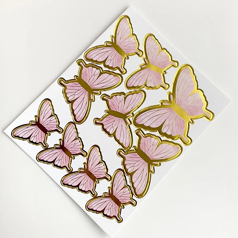 11-Pieces Purple Gold Butterfly Cake Toppers Happy Birthday Metal Gold  Birthday 