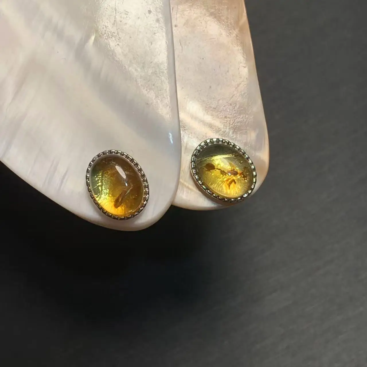 MM Natural Amber 925 Sterling Silver Stud Earrings for women Jewelry Gift Prevent allergy gem jewelry Genuine red stone