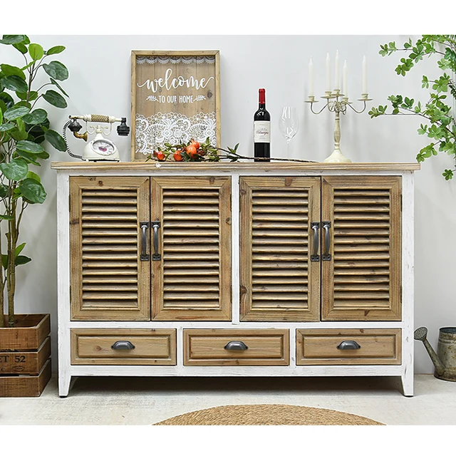 INNOVA HOME 2023 Chinese Antique Shutter Door Design Wood Furniture Dining Room Storage Drawer Kitchen Cabinet