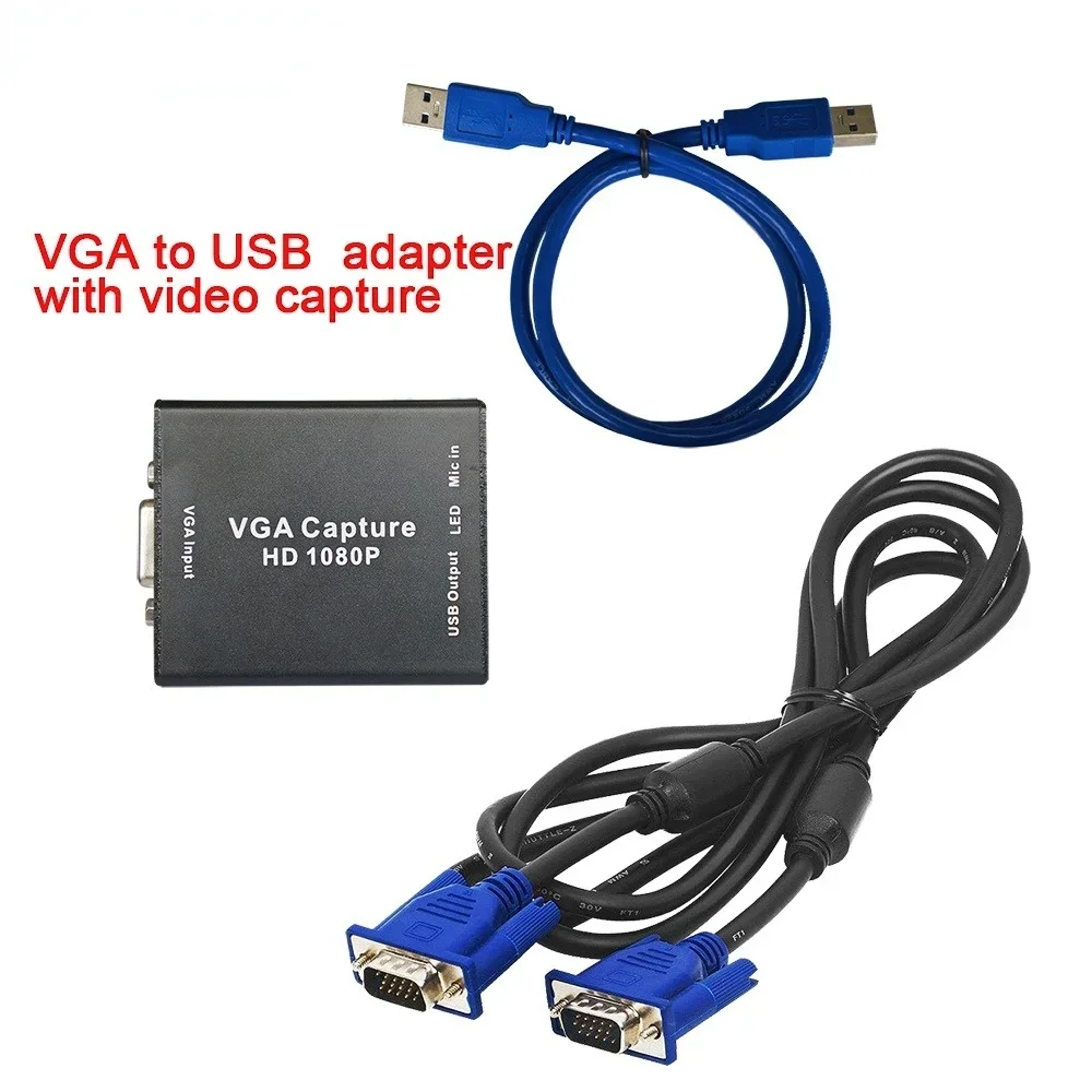 HD VGA1080P to USB Cable Converter With Audio Power Supply HDMI Male To Female Converter Adapter  audio and video capture card usb 3 0 4k 60hz 1080p 60fps hd audio video capture card converter for game broadcasts video recording hdmi compatible output