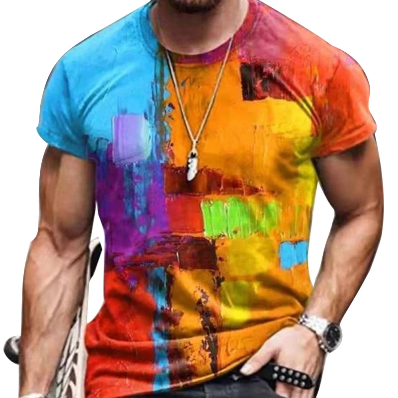 

Men's Vintage Oversized Short Sleeve T Shirts 2023 Summer Harajuku Ethnic Style 3D Print O Collared Graphic T-Shirt