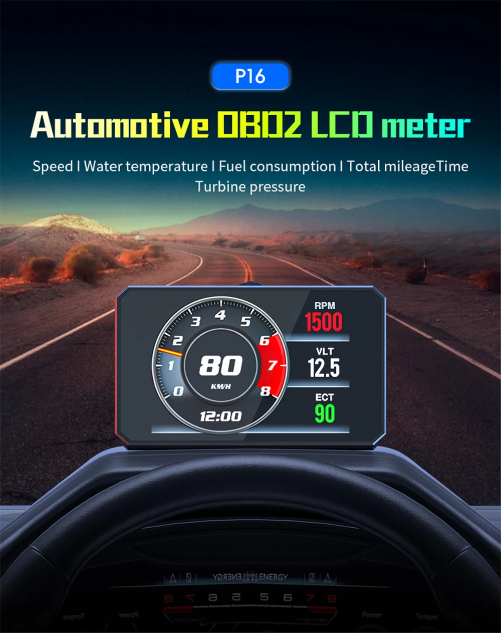Head Up Display HUD Display P16 OBD OBD2 Head Up Display Car Digital Speedometer