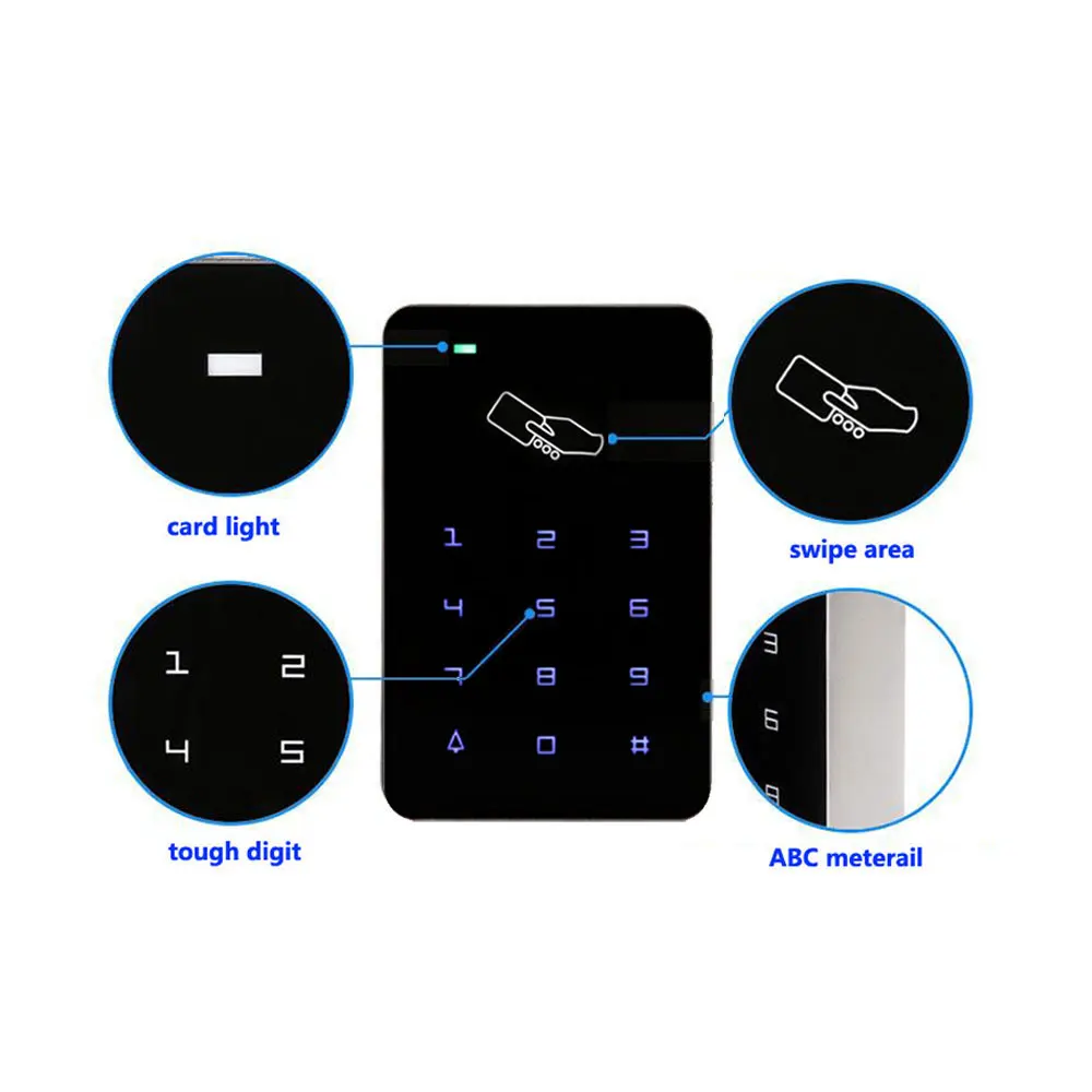 독립형 액세스 제어 터프 키패드 1000유저 RFID 카드 125K 지원 Wg26 리더 포맷 출력 2개 마더 카드
