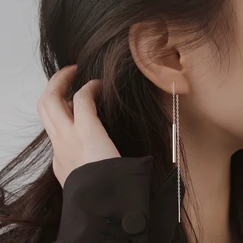 925 실버 바늘 술 긴 체인 드롭 귀걸이, 여성용 파티 쥬얼리, eh062, 신상