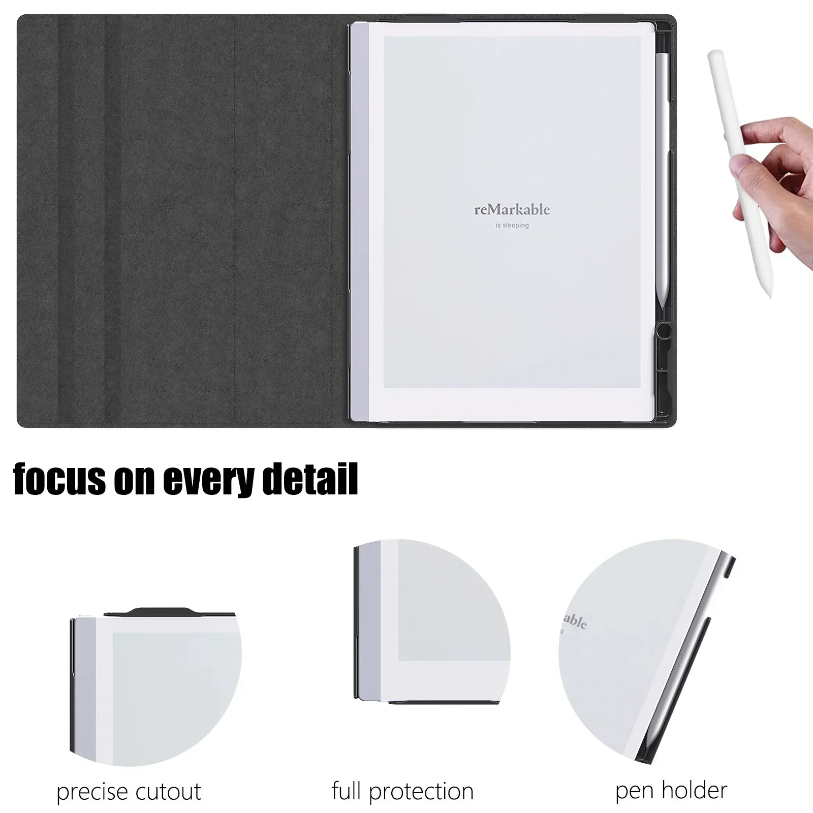360° Rotating Pencil Holder Cover with Hard PC Back Shell