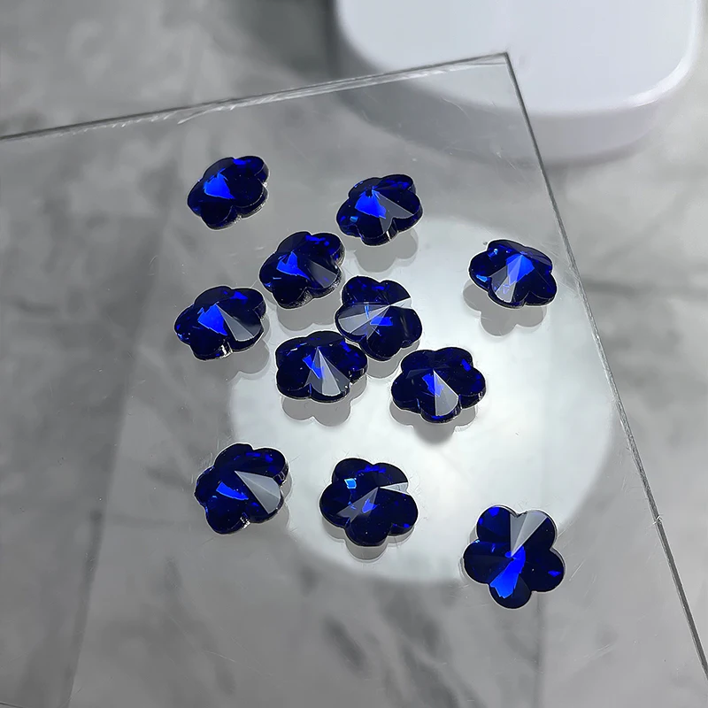 30PCS Sparkle Translucent Dark Blue Diamonds Various Shapes Heart Axe Drop Nail Art Rhinestones Decorations Manicure Ornaments