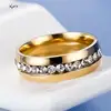 Bague de Couple en acier inoxydable et cristal pour hommes et femmes, bague de fiançailles et de mariage en acier titane, bijoux cadeau d'anniversaire