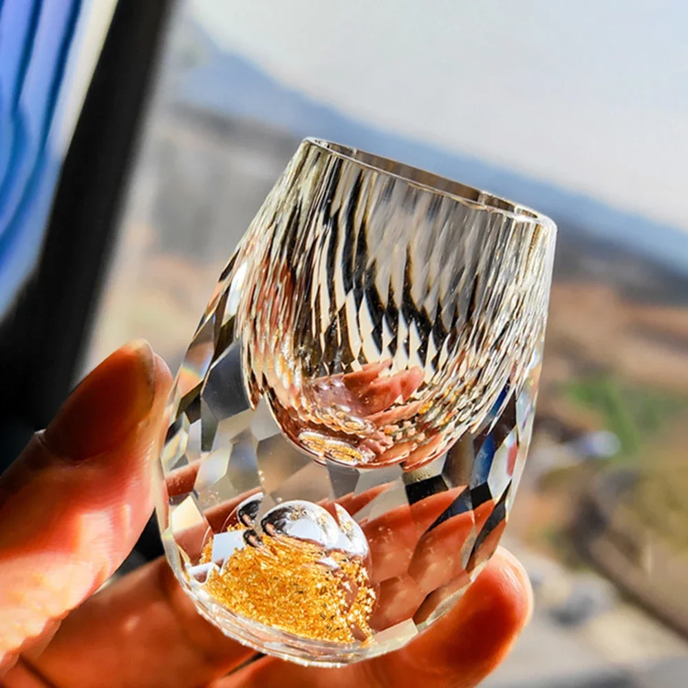 15ML Crystal Glasses Gold Foil Crystal Shot Glasses For Vodka Glass Wine Set Double Glass Wine Cup For Home Bar Liquor Cups