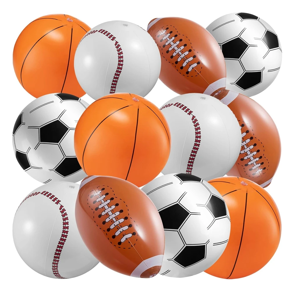 16" Inflatable Sports Beach Balls-Basketball Baseball Football Soccer for Themed Parties, Pool Toys Birthday Party Favors