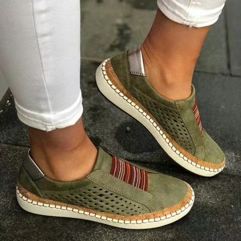Blue Flats Classic Women Shoes 2025 Slip on Women Sneakers Breathable Hollow Out Casual Vulcanized Shoes Woman Summer Loafers 4