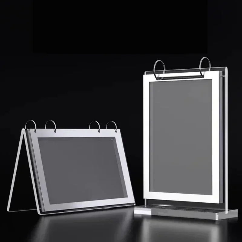 Turning Loose-leaf Menu Promotion Tabletop Type Sign Two-sided Display Acrylic Stand Vertical Page Transparent Advertising