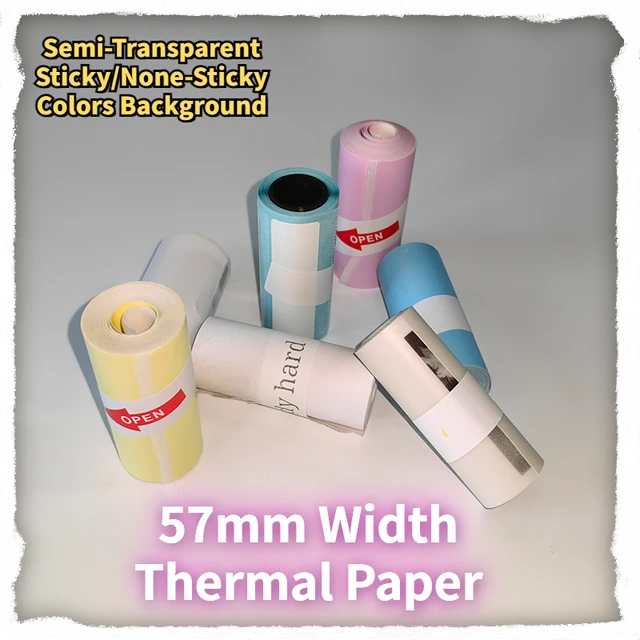 Papel De Impresión Mini De 57mm De Ancho Con Papel Continuo Blanco De  Colores Y Rollo De Pegatinas Autoadhesivas Transparentes Para Impresora  Portátil De Fotos De Alta Definición, Moda de Mujer